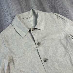 Luigi Borrelli Jacket Mens 48 Unstructured Trench Blazer Cream Napoli Flax Italy